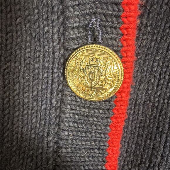 Talbots Plus Petite XL Tipped Heart V-Neck Navy Cardigan Pink Heart Valentines - Picture 7 of 11